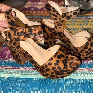 Samilor Leopard Print Heeled Sandals